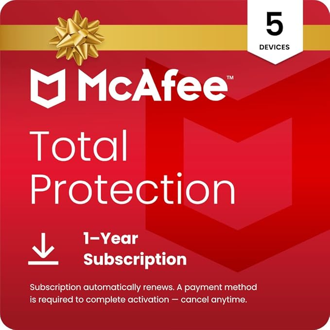 McAfee Total Protection 2026 Ready 5-Device | AntiVirus Software 2026 for PC, Secure VPN, Password Manager, Identity Monitoring