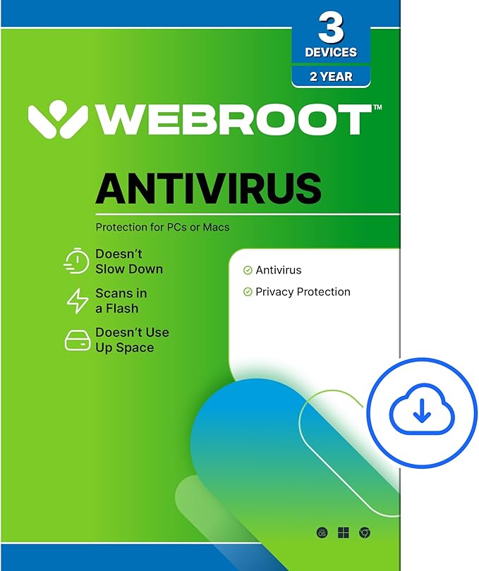 Webroot Internet Security Complete | Antivirus Software 2025 | 3 Device | 2 Year Download